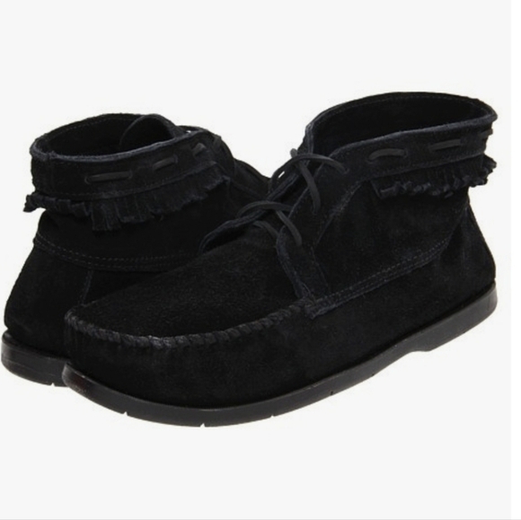 Minnetonka Men\'s Black Suede Leather Lace Up Chukka Boots EUC 8 Boho Minimalist main image 3